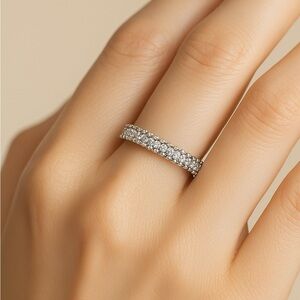 Sterling silver diamond ring